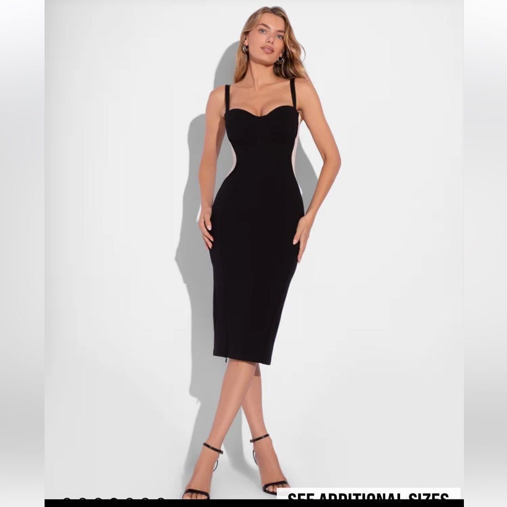 TA3 Seamed Lushy Pencil Dress Contour Black/Oat Sz XS
